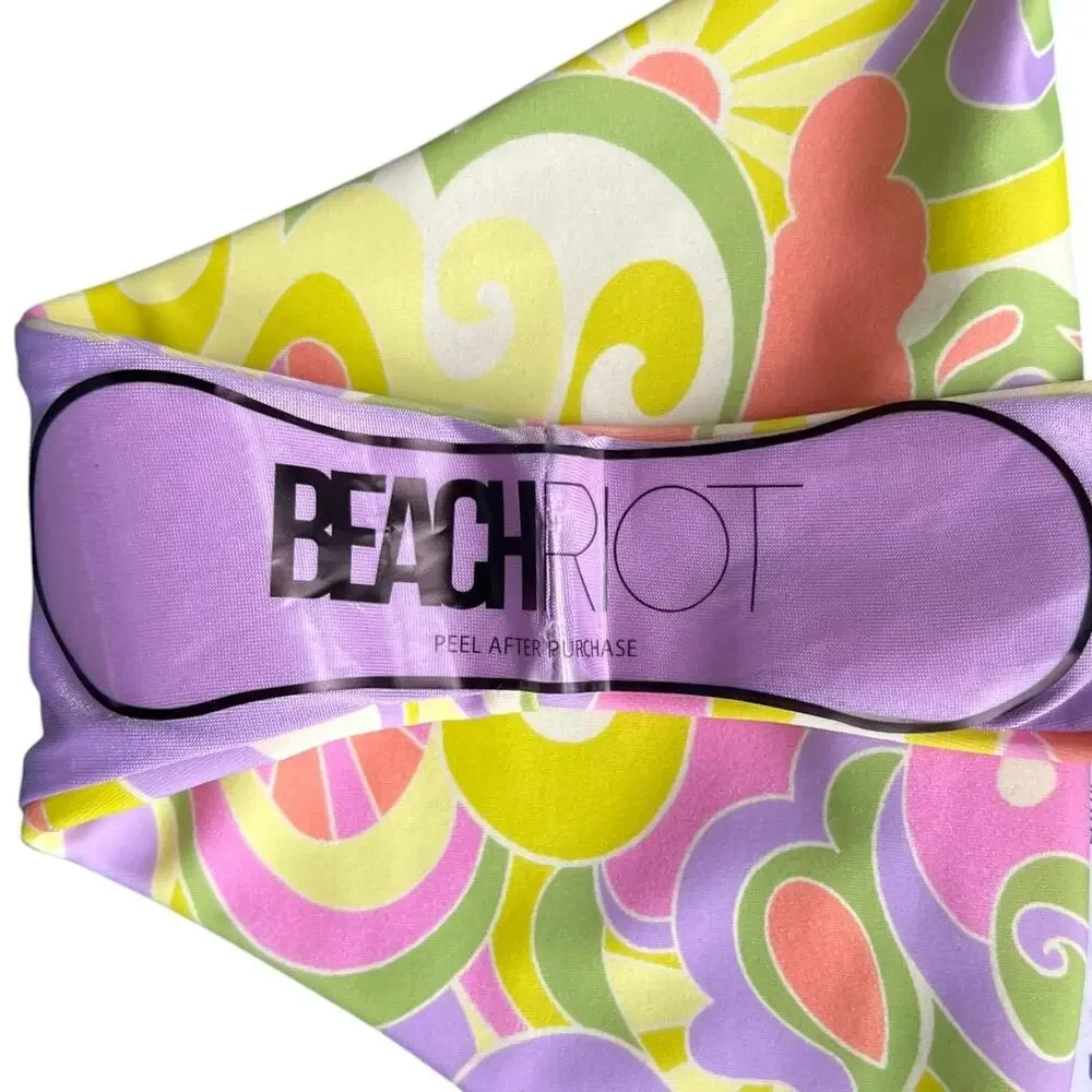 Beach Riot Soleil Side Tie Beaded Acrylic Ends Bikini Top and Bottom Set, S